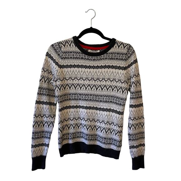 H&M L.O.G.G. Small long sleeve sweater pullover festive white stripe knit alpaca - Picture 1 of 8